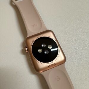 Apple Smartwatch with Black Display and Rose Gold Case